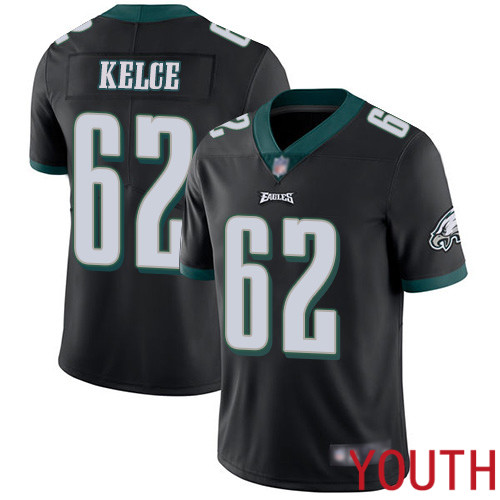 Youth Philadelphia Eagles #62 Jason Kelce Black Alternate Vapor Untouchable NFL Jersey Limited Player Football